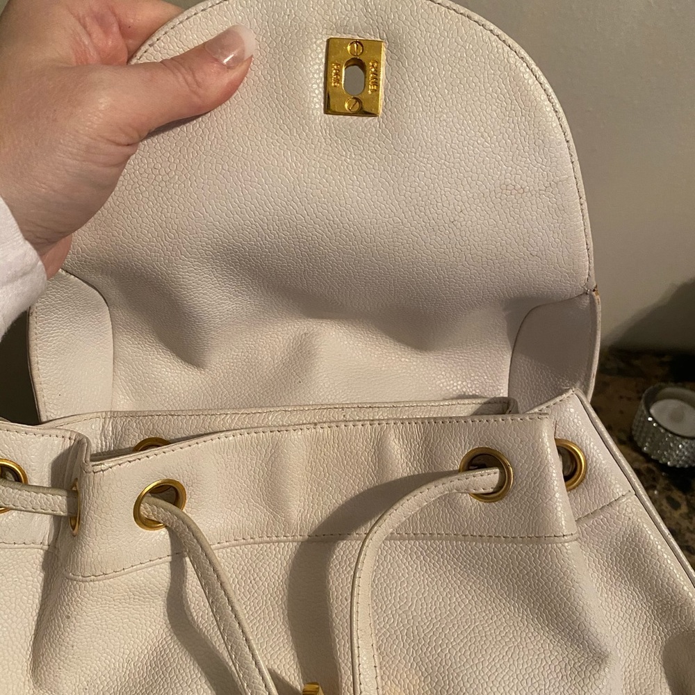 Vintage White Authentic Chanel Backpack - Picture 4 of 7